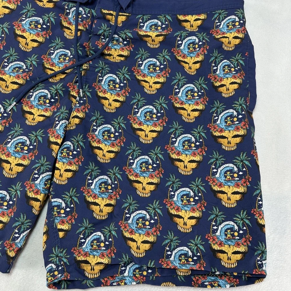 Section 119 Grateful Dead Board Shorts Men's 44 Navy Tropical Surf‎ Bear Skull